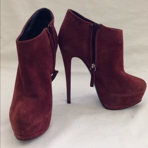 Giuseppe Zanotti BurgundySuede PlatformAnkleBootie